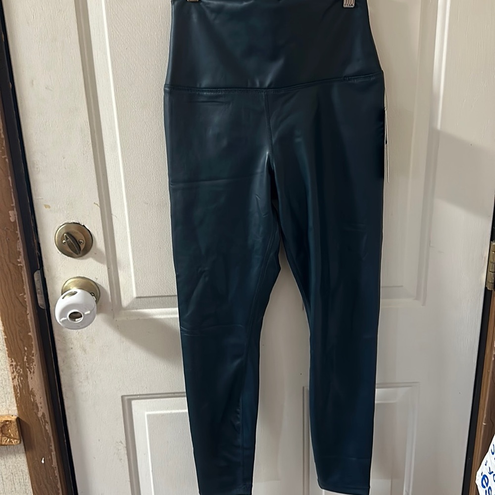 90 DEGREE BY REFLEX LEATHERETTE LEGGINGS: BLUE: NWT: SZ M